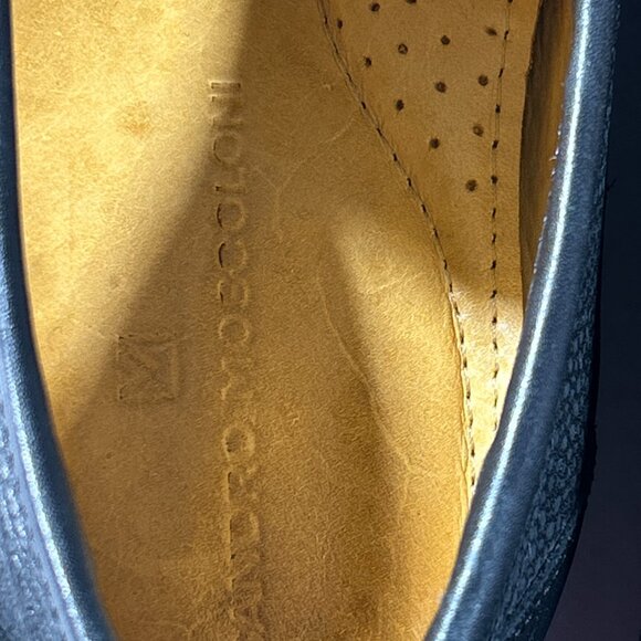 Sandro Moscoloni Mens Size 10 Leather Loafers Shoes Dress Black Apron Split Toe - Picture 12 of 12
